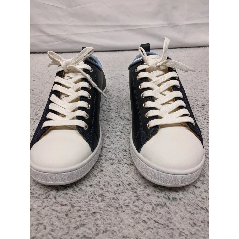 Paul Smith Miyata Sneakers Womens 6.5-7.0 Navy‎ White Leather Suede Trainers NIB